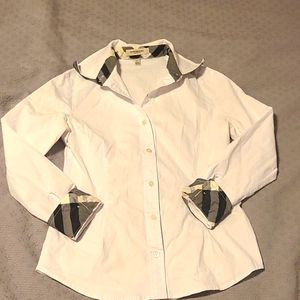 Burberry white button down shirt Girls size Large